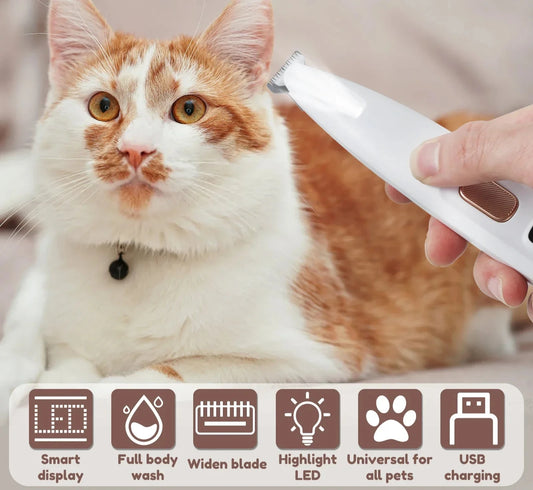 BrightTrim™ Pro LED Dog Paw & Hair Trimmer - Waterproof, Wide Blade, Precision Grooming - IVY DUCK