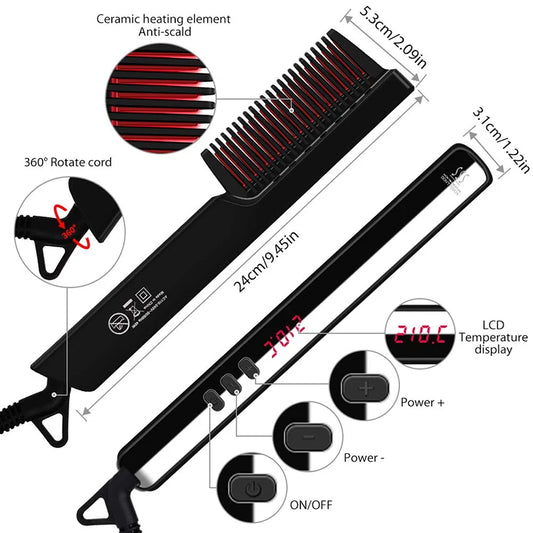 New Professional Unisex Hair Straightener Ion Comb with PTC Ceramic Technology - IVY DUCK