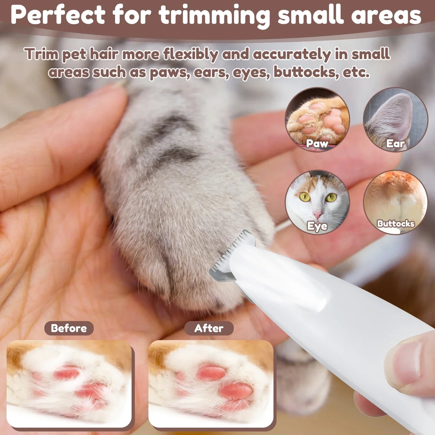 BrightTrim™ Pro LED Dog Paw & Hair Trimmer - Waterproof, Wide Blade, Precision Grooming - IVY DUCK