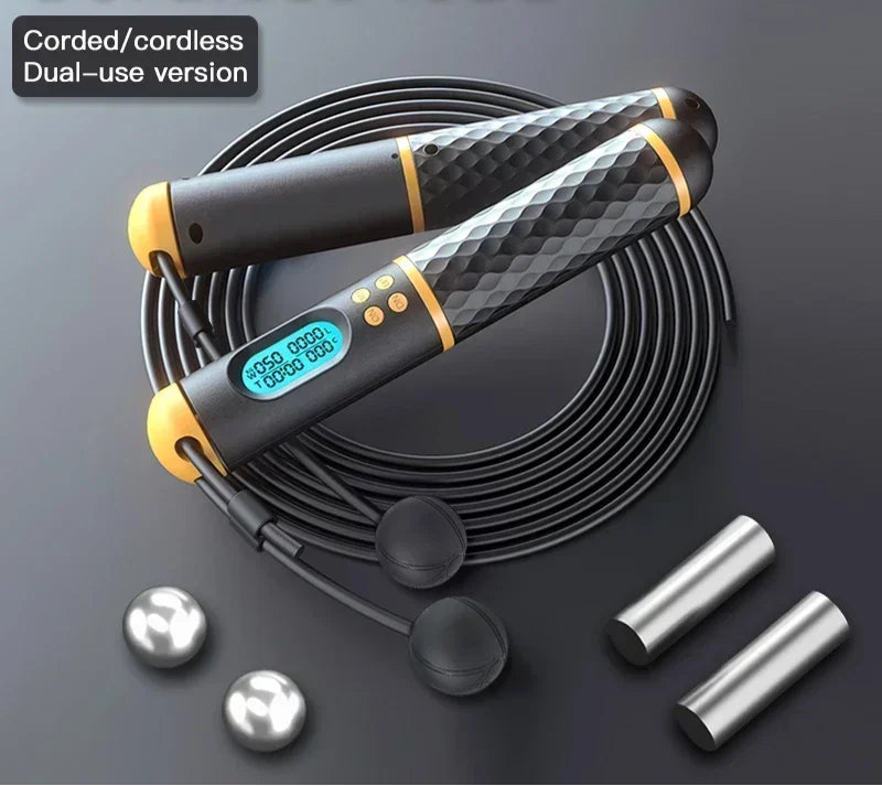 2-in-1 Digital Skipping Rope: Count Jumps & Burn Calories with Pro Ball Bearings & Non-Slip Handles - IVY DUCK