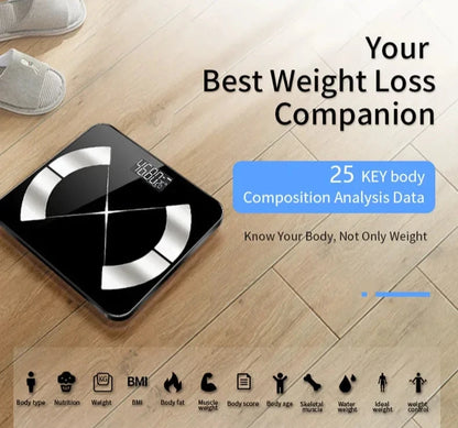 SmartBod™ Composition Scale with 13 Health Metrics – Precision Tracking, Bluetooth Sync, & Sleek Design for Total Wellness! - IVY DUCK