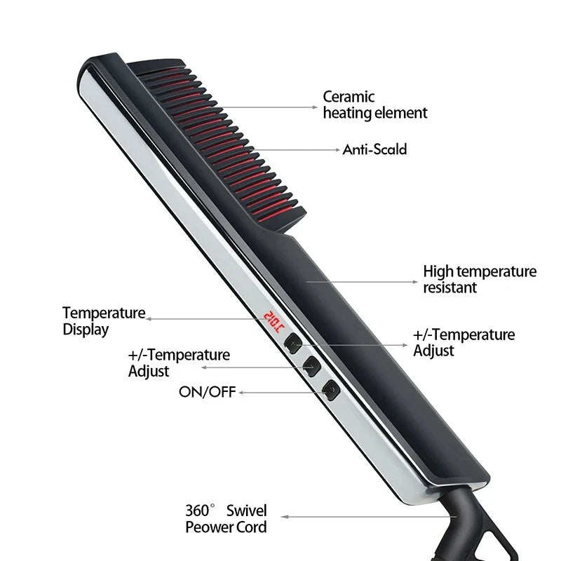 New Professional Unisex Hair Straightener Ion Comb with PTC Ceramic Technology - IVY DUCK