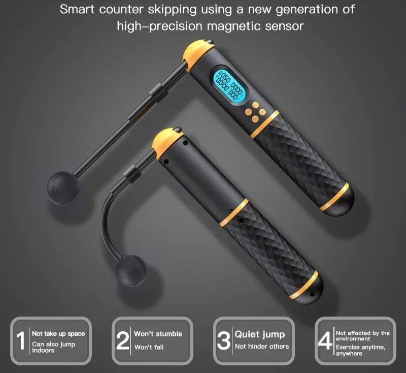 2-in-1 Digital Skipping Rope: Count Jumps & Burn Calories with Pro Ball Bearings & Non-Slip Handles - IVY DUCK