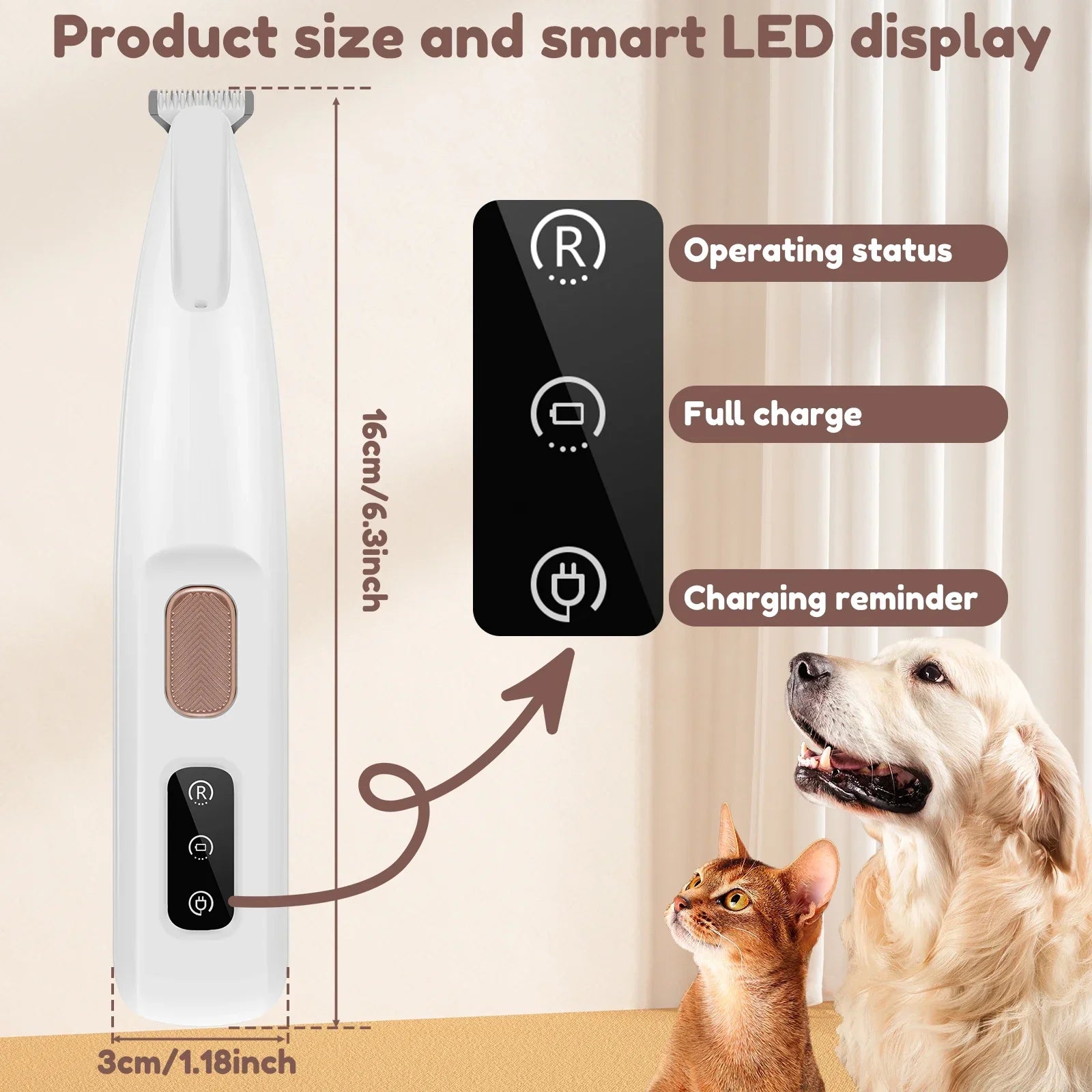 BrightTrim™ Pro LED Dog Paw & Hair Trimmer - Waterproof, Wide Blade, Precision Grooming - IVY DUCK