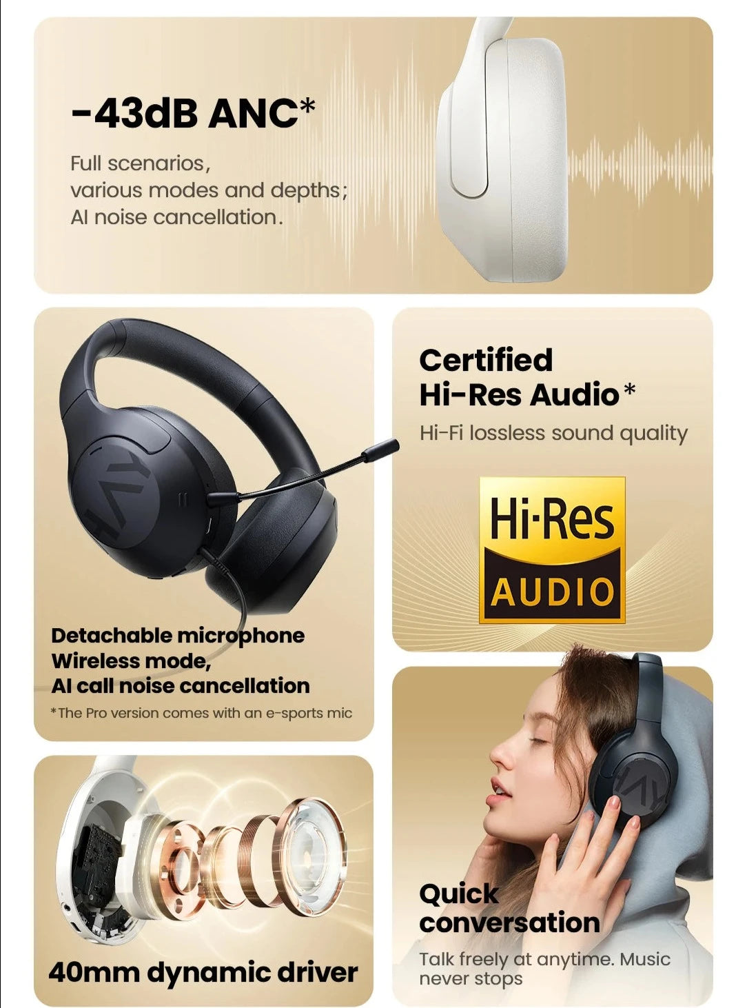 Wireless Bluetooth Noise Cancelling Headphones - IVY DUCK